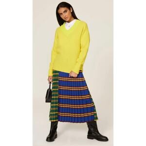 Philosophy Di Lorenzo Serafini Green Plaid Pleated Midi Skirt US 4